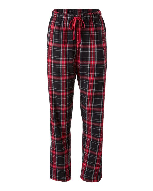Boxercraft BW6620 Women's Haley Flannel Pants - Black/ Red Kingston Plaid - front