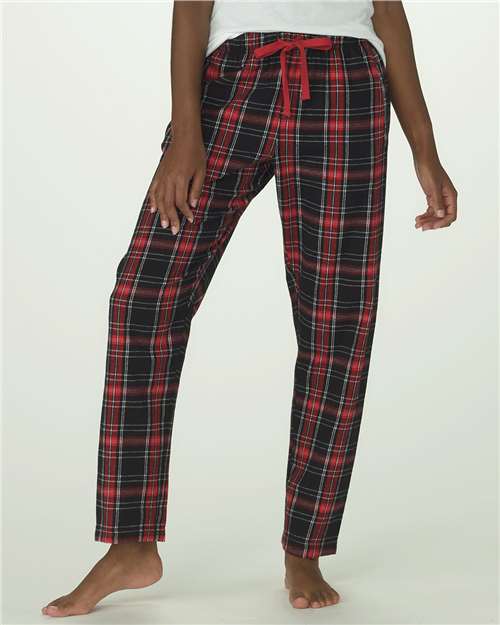Boxercraft BW6620 Women's Haley Flannel Pants - Black/ Red Kingston Plaid - model front