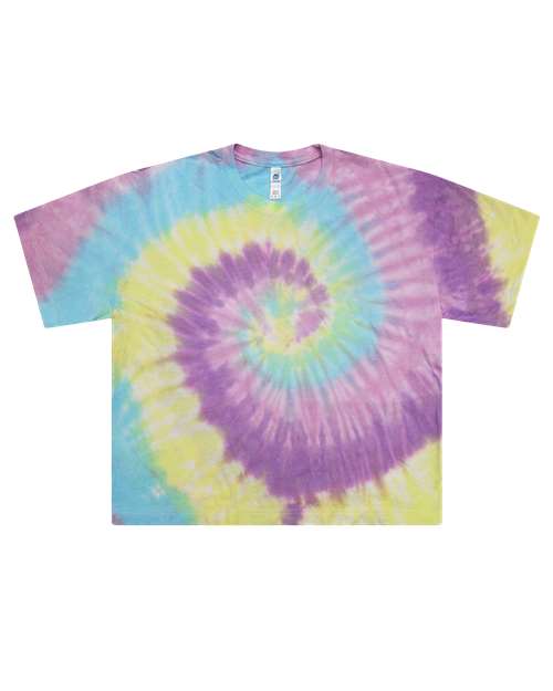 Colortone 1050 Women's Tie-Dyed Crop T-Shirt - Jellybean - front