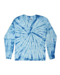 Colortone 2000 Unisex Tie-Dyed Long Sleeve T-Shirt - Spider Baby Blue - front