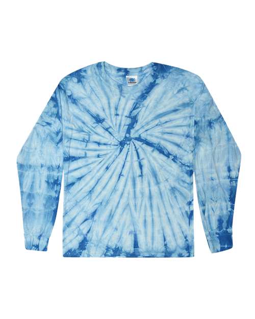 Colortone 2000 Unisex Tie-Dyed Long Sleeve T-Shirt - Spider Baby Blue - front