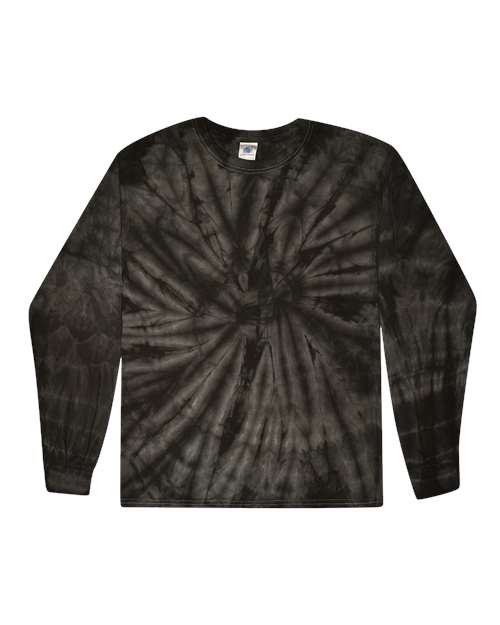 Colortone 2000 Unisex Tie-Dyed Long Sleeve T-Shirt - Spider Black - front
