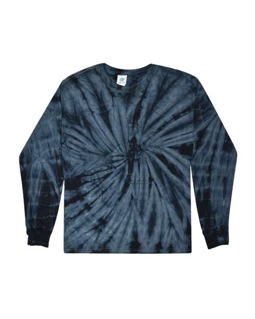 Colortone 2000 Unisex Tie-Dyed Long Sleeve T-Shirt - Spider Navy - front