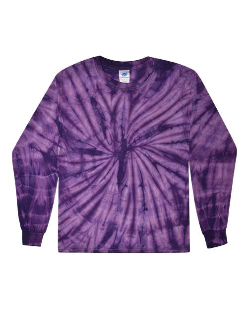 Colortone 2000 Unisex Tie-Dyed Long Sleeve T-Shirt - Spider Purple - front