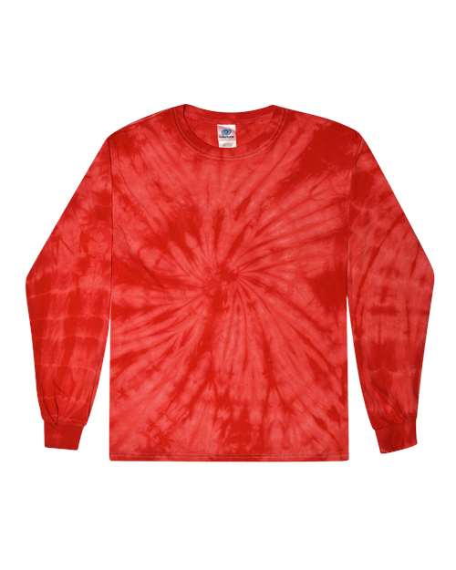 Colortone 2000 Unisex Tie-Dyed Long Sleeve T-Shirt - Spider Red - front