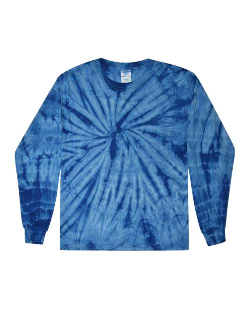 Colortone 2000 Unisex Tie-Dyed Long Sleeve T-Shirt - Spider Royal - front