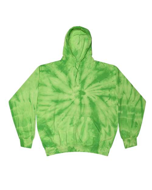 Colortone 8777 Unisex Tie-Dyed Hooded Sweatshirt - Spider Lime - front