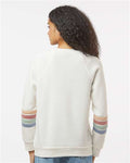 MV Sport W23152 Women's Striped Sleeves Crewneck Sweatshirt - Ivory - model back