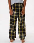 Boxercraft BY6624 Youth Flannel Pants - Black/ Gold - model front