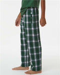 Boxercraft BY6624 Youth Flannel Pants - Green/ White Plaid - model side
