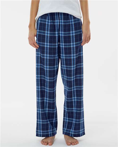 Boxercraft BY6624 Youth Flannel Pants - Navy/ Columbia Plaid - model front