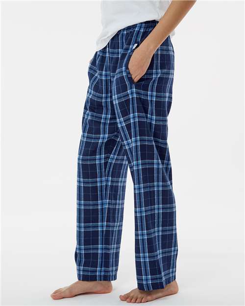 Boxercraft BY6624 Youth Flannel Pants - Navy/ Columbia Plaid - model side