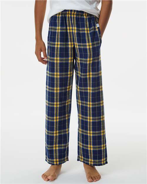 Boxercraft BY6624 Youth Flannel Pants - Navy/ Gold - model front