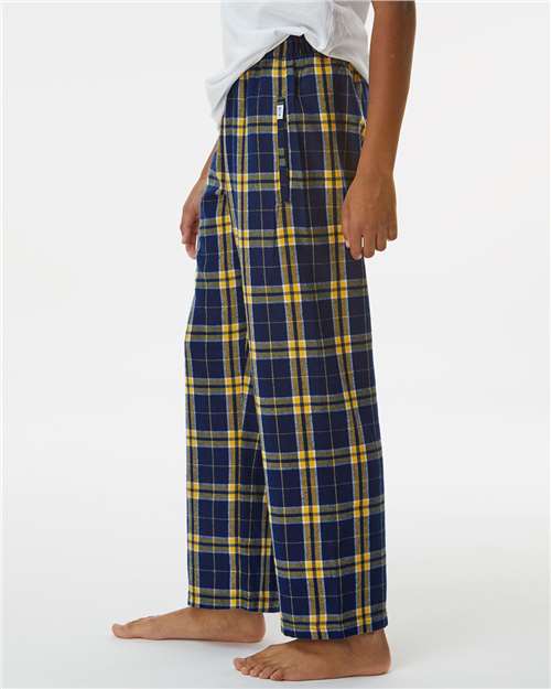 Boxercraft BY6624 Youth Flannel Pants - Navy/ Gold - model side