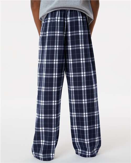Boxercraft BY6624 Youth Flannel Pants - Navy/ Silver Plaid - model back