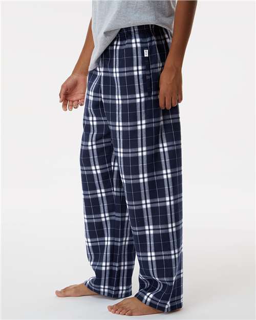 Boxercraft BY6624 Youth Flannel Pants - Navy/ Silver Plaid - model side