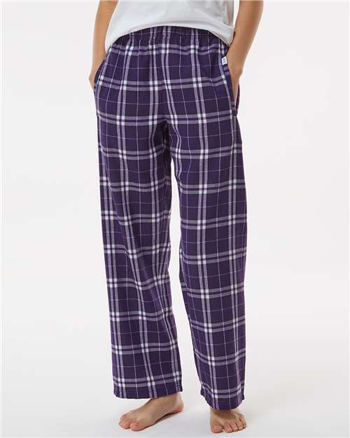 Boxercraft BY6624 Youth Flannel Pants - Purple/ White Plaid - model front
