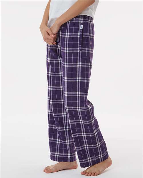 Boxercraft BY6624 Youth Flannel Pants - Purple/ White Plaid - model side