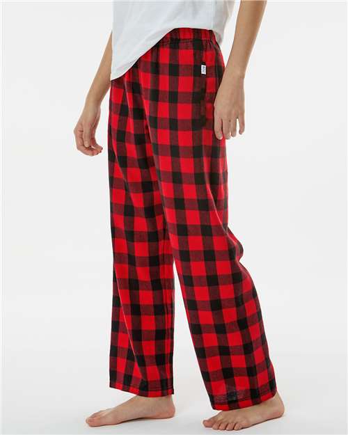 Boxercraft BY6624 Youth Flannel Pants - Red/ Black Buffalo - model side