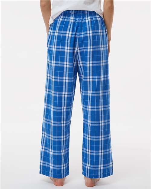 Boxercraft BY6624 Youth Flannel Pants - Royal/ Silver Plaid - model back