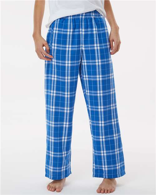 Boxercraft BY6624 Youth Flannel Pants - Royal/ Silver Plaid - model front