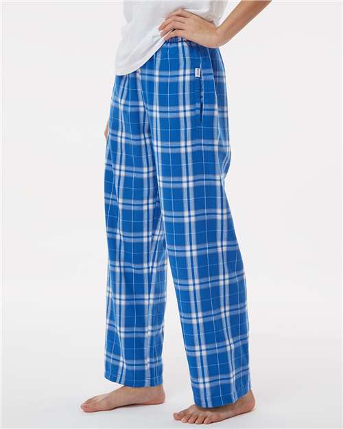 Boxercraft BY6624 Youth Flannel Pants - Royal/ Silver Plaid - model side