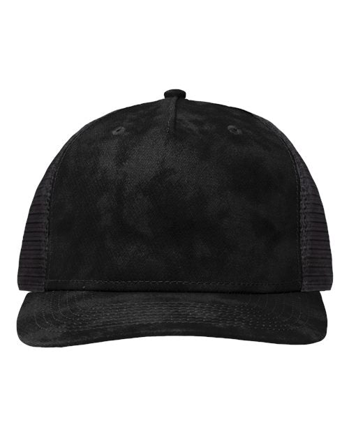 Sportsman SP1550 Modern Five-Panel Trucker Fit Cap - Old Wash Black/ Black - front