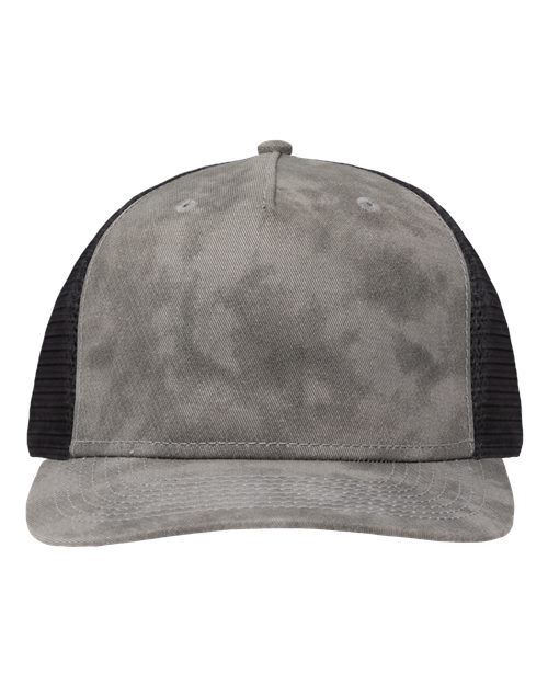 Sportsman SP1550 Modern Five-Panel Trucker Fit Cap - Old Wash Grey/ Black - front