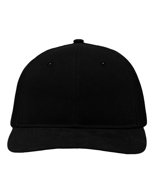 Sportsman SP1650 Modern Six-Panel Trucker Fit Cap - Black/ Black - front