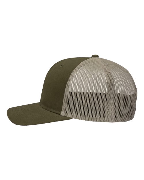 Sportsman SP1650 Modern Six-Panel Trucker Fit Cap - Dark Olive Green/ Khaki - side