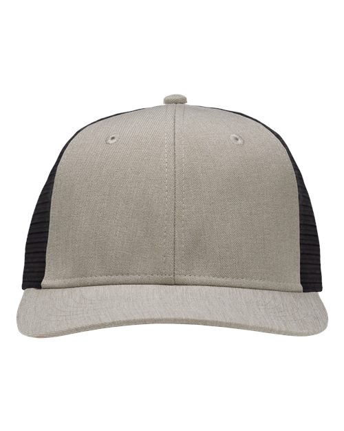 Sportsman SP1650 Modern Six-Panel Trucker Fit Cap - Grey Heather/ Black - front
