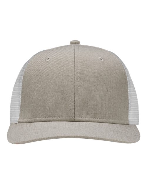 Sportsman SP1650 Modern Six-Panel Trucker Fit Cap - Grey Heather/ White - front