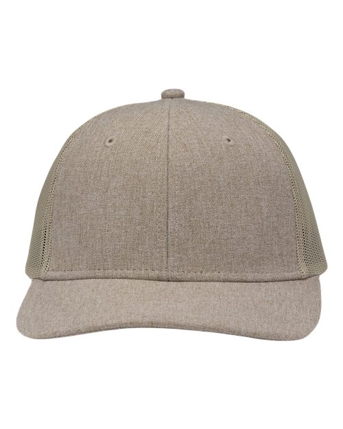 Sportsman SP1650 Modern Six-Panel Trucker Fit Cap - Khaki Heather/ Khaki - front