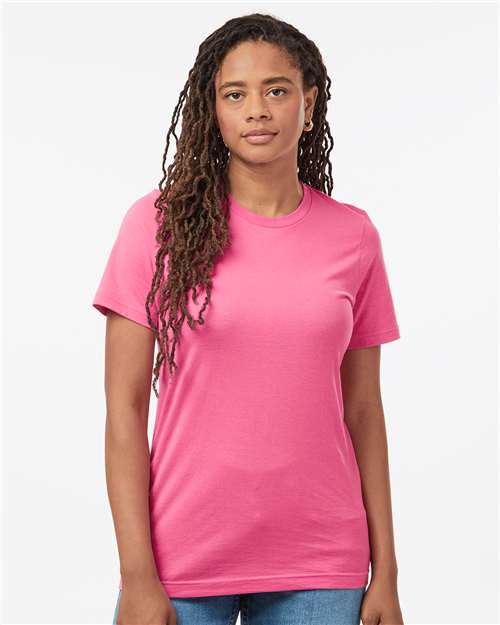 Tultex 602 Combed Cotton T-Shirt - Charity Pink - model front