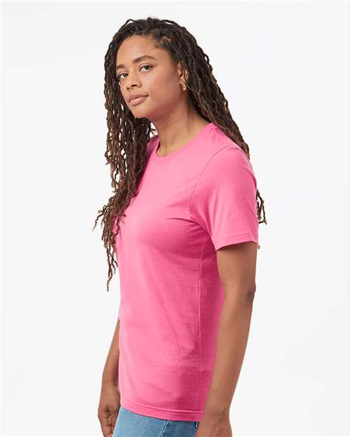Tultex 602 Combed Cotton T-Shirt - Charity Pink - model side