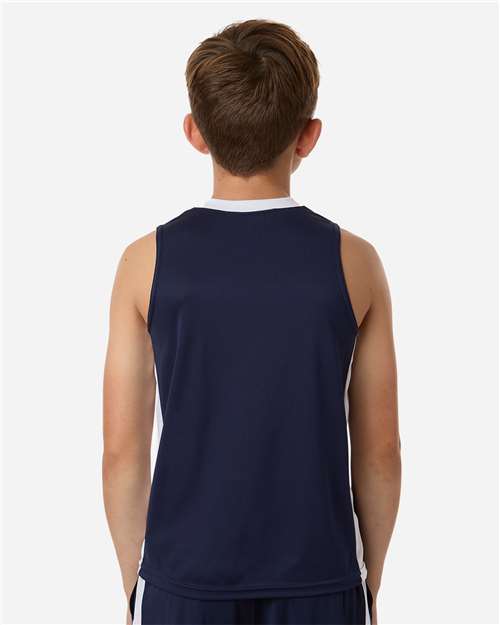 Augusta Sportswear 6887 Youth Match-Up Basketball Jersey - Navy/ White - model back