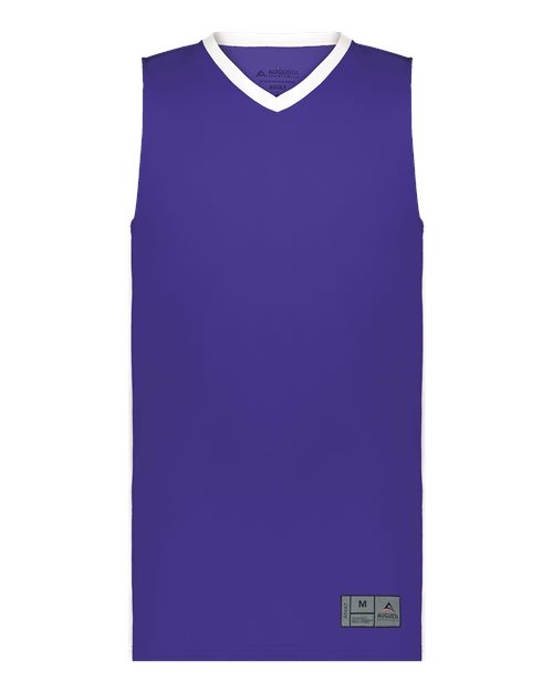 Augusta Sportswear 6887 Youth Match-Up Basketball Jersey - Purple/ White - front