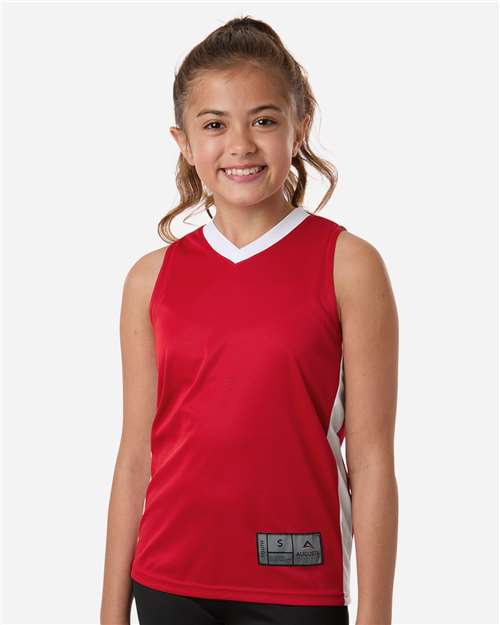 Augusta Sportswear 6887 Youth Match-Up Basketball Jersey - Scarlet/ White - model front