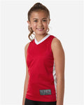 Augusta Sportswear 6887 Youth Match-Up Basketball Jersey - Scarlet/ White - model side