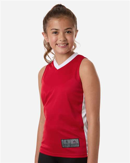 Augusta Sportswear 6887 Youth Match-Up Basketball Jersey - Scarlet/ White - model side