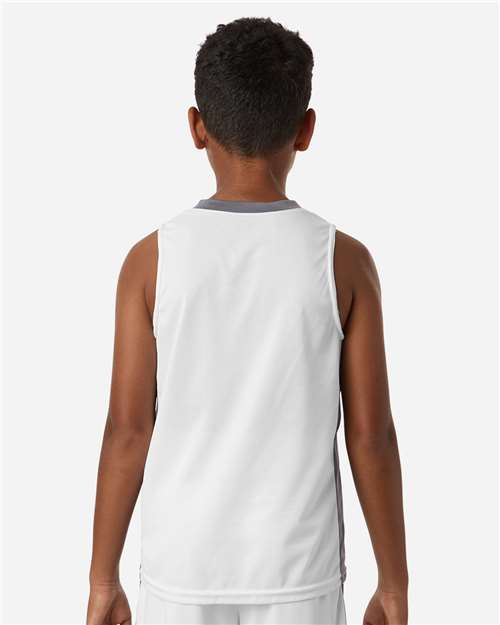 Augusta Sportswear 6887 Youth Match-Up Basketball Jersey - White/ Graphite - model back