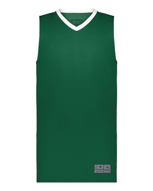 Augusta Sportswear 6887 Youth Match-Up Basketball Jersey - Dark Green/ White - front