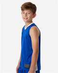 Augusta Sportswear 6887 Youth Match-Up Basketball Jersey - Royal/ White - model side
