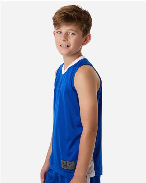 Augusta Sportswear 6887 Youth Match-Up Basketball Jersey - Royal/ White - model side