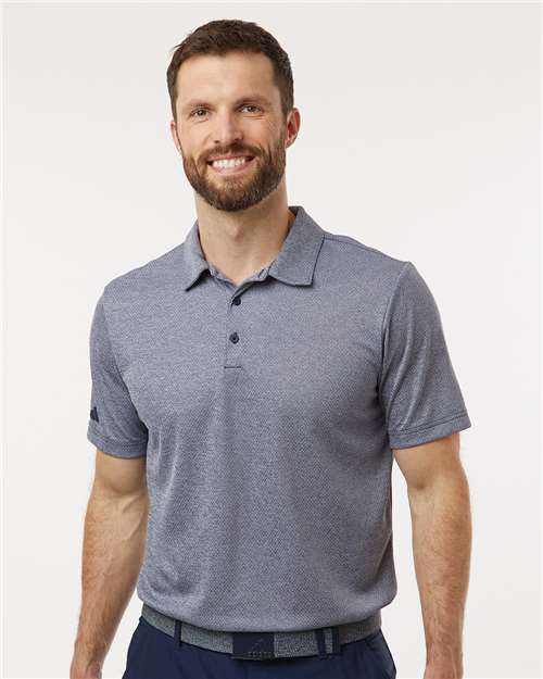 Adidas A591 Men's Space Dyed Polo - Collegiate Navy Melange - model front