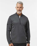 Adidas A593 Men's Space Dyed Quarter-Zip Pullover - Black Melange - model front
