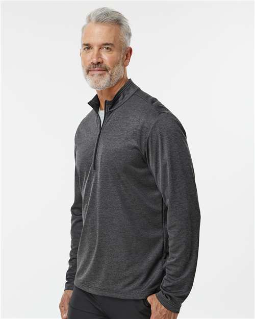 Adidas A593 Men's Space Dyed Quarter-Zip Pullover - Black Melange - model side