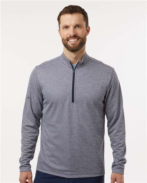 Adidas A593 Men's Space Dyed Quarter-Zip Pullover - Collegiate Navy Melange - model front