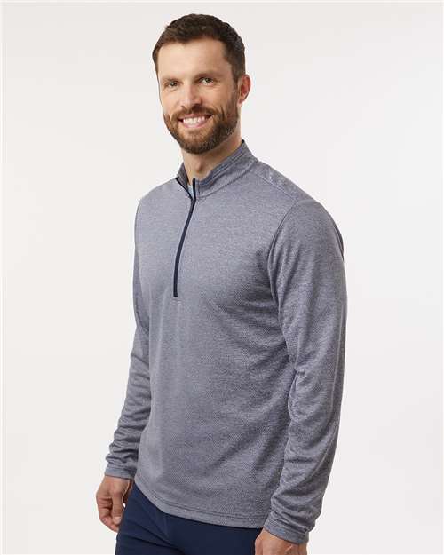 Adidas A593 Men's Space Dyed Quarter-Zip Pullover - Collegiate Navy Melange - model side