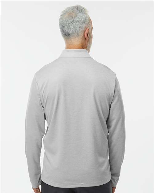 Adidas A593 Men's Space Dyed Quarter-Zip Pullover - Grey One Heather - model back